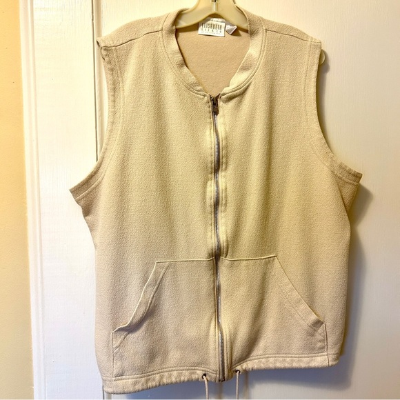 Vintage Zip-Up Vest Cream Light Beige Front Pockets Liz Claiborne Plus size 2X - Picture 6 of 13